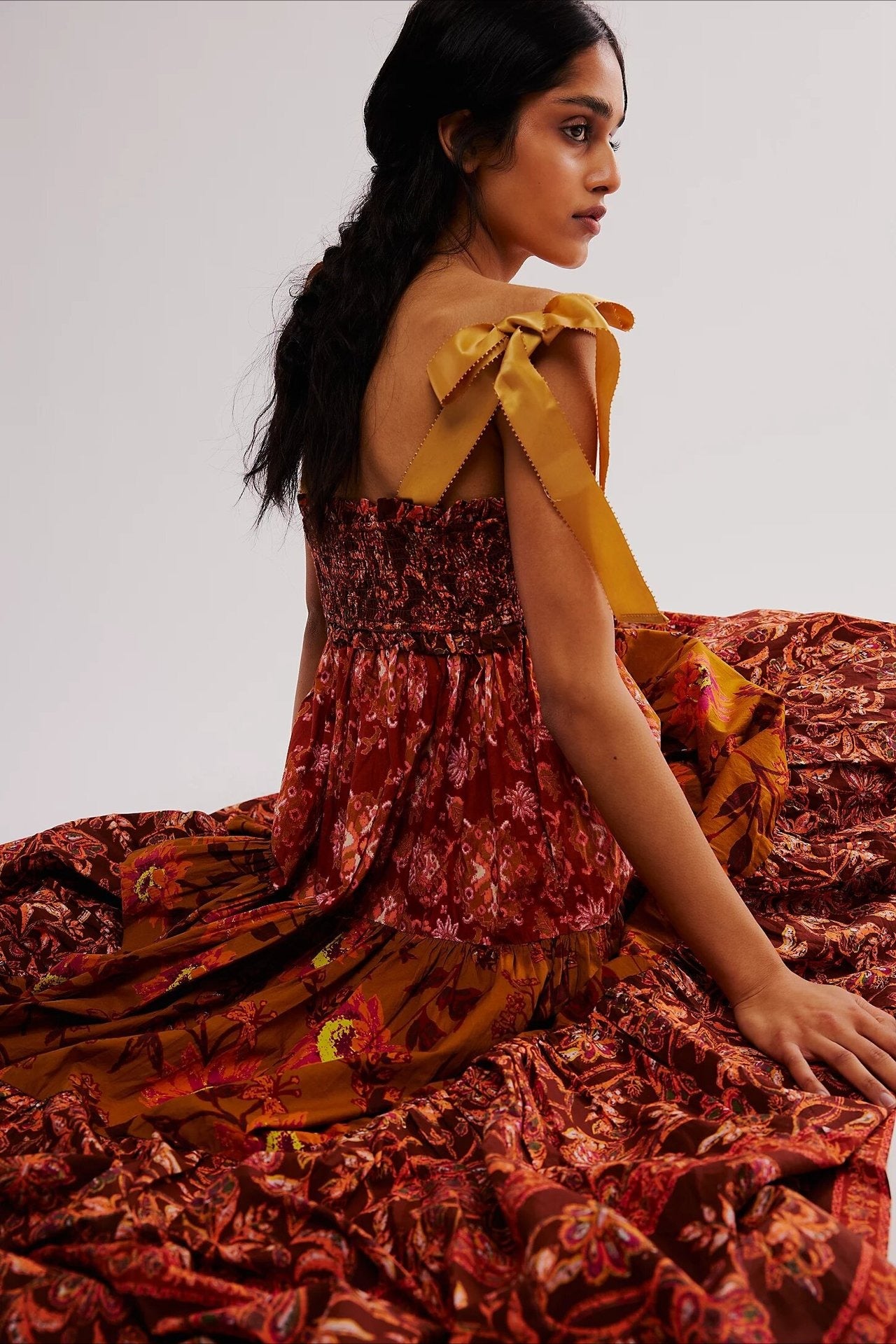 Vintage Print Cami Maxi Boho Dress