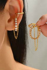 18K Gold Zirconia Fringe Ear Cuff Earrings