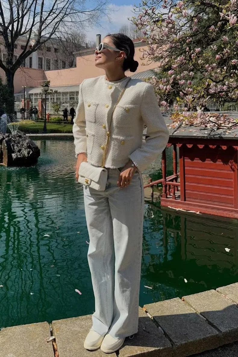 Tweed Single Breasted Short Coat coats