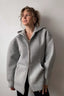 Grey Loose Fit Casual Zip Up Basic Jacket Hoodie
