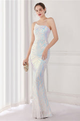 Sparkle Beaded V Neck Party Gown Formal Dress S / White