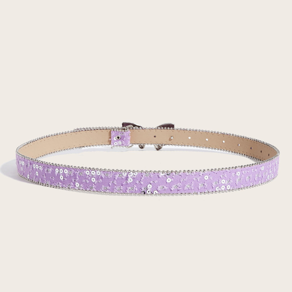 Denim Butterfly Buckle Beaded Statement Belt