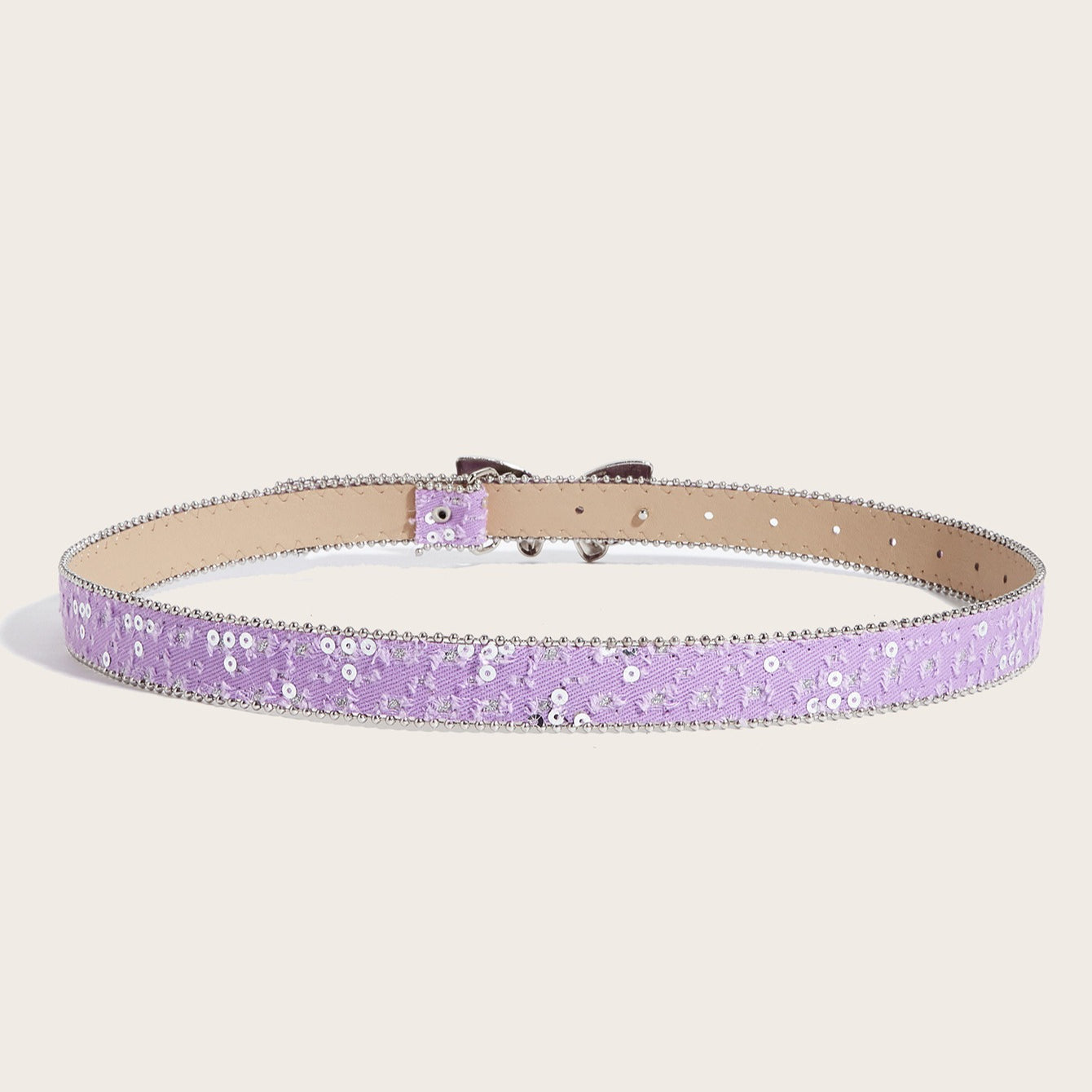 Denim Butterfly Buckle Beaded Statement Belt