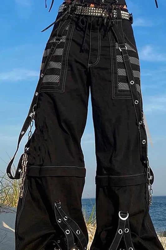 Gothic Wide Leg Cargo Jeans Grey / S Main image