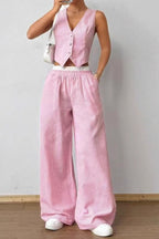 Tailored Workwear Striped Two Piece Vest Pants Set