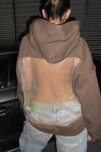 Mesh Back Cutout Pullover Hoodie