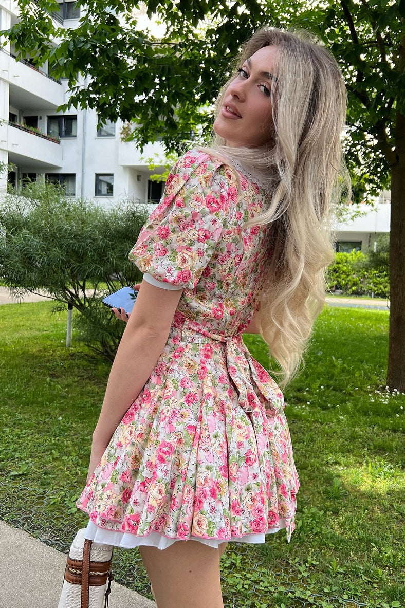 Doll Collar Puff Sleeve Mini Floral Dress Secondary image