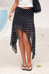 Polka Dot Wrap Tie Midi Skirt