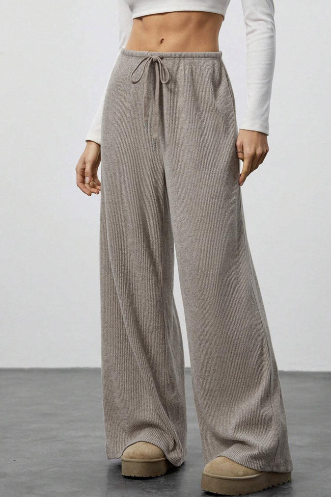Draped Drawstring Wide Leg Knit Pants Main image