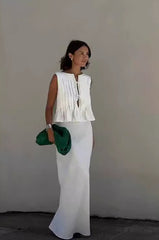 Tie Strap Sleeveless Top High Waist Skirt Set