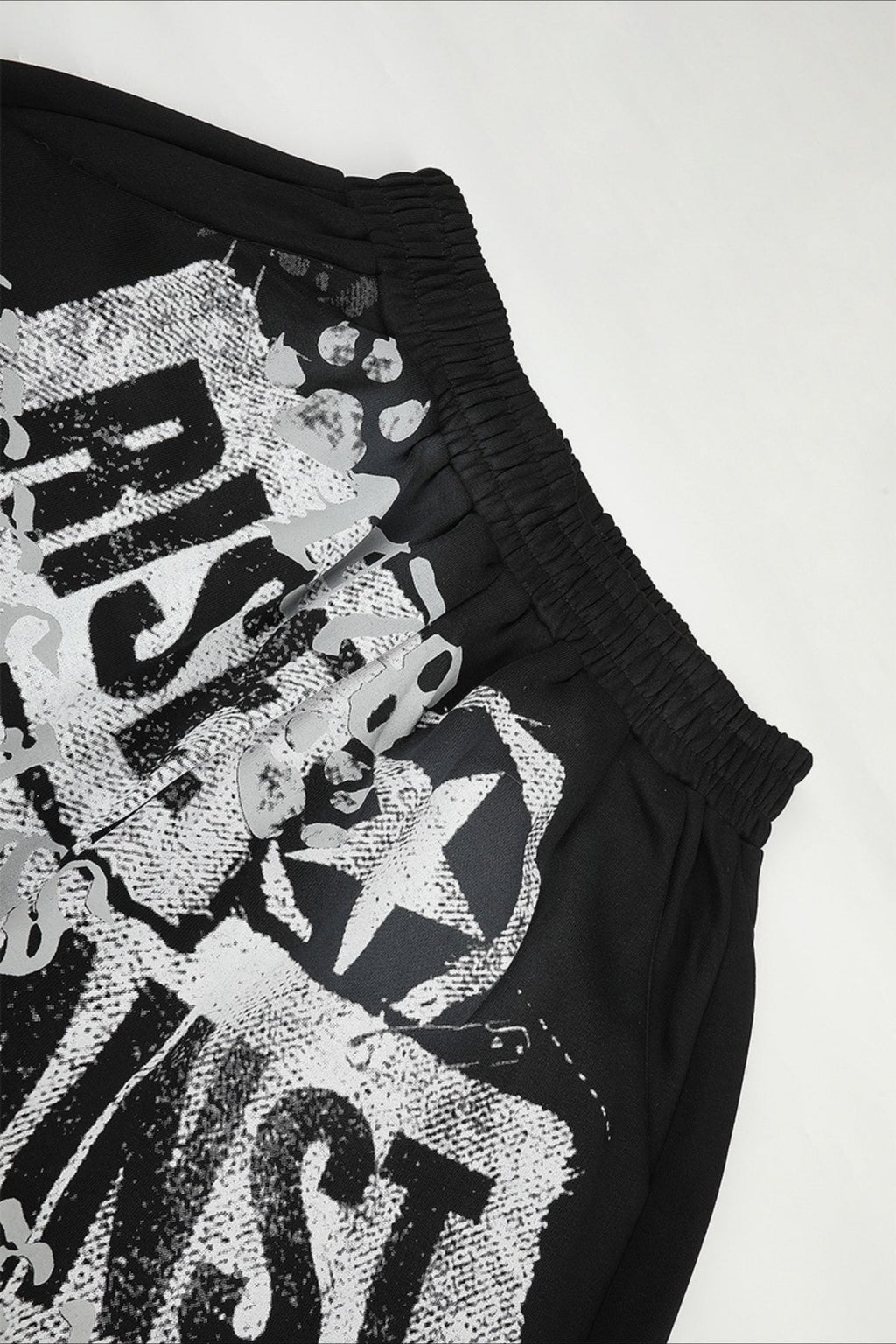 Distressed Typography Barrel Leg Pants