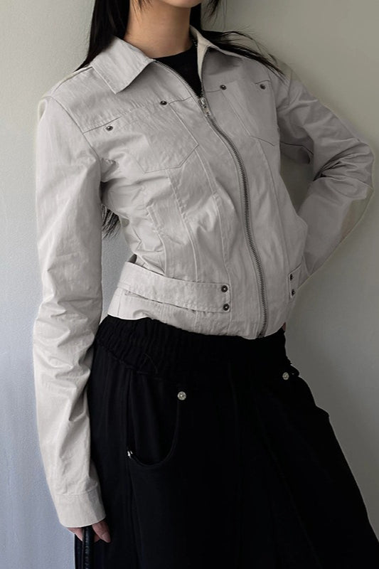 Zip Up Solid Color Utility Jacket Secondary image