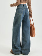 Vintage High Waist Banana Fit Wide Leg Jeans
