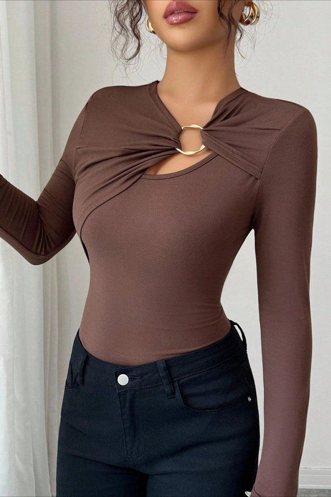 Asymmetrical Cut Out Bodycon Long Sleeve Tee Main image
