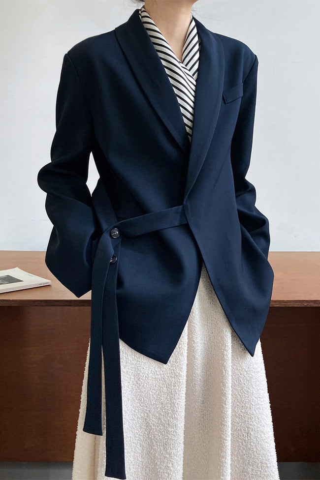 Fashionable Draped Apple Collar Blazer Main image
