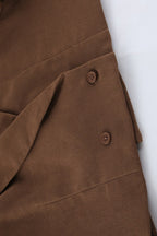 Brown Tweed Two Piece Blazer Skirt Set