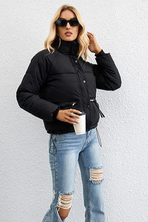 Short Stand Collar Puffer Coat Black / M coats