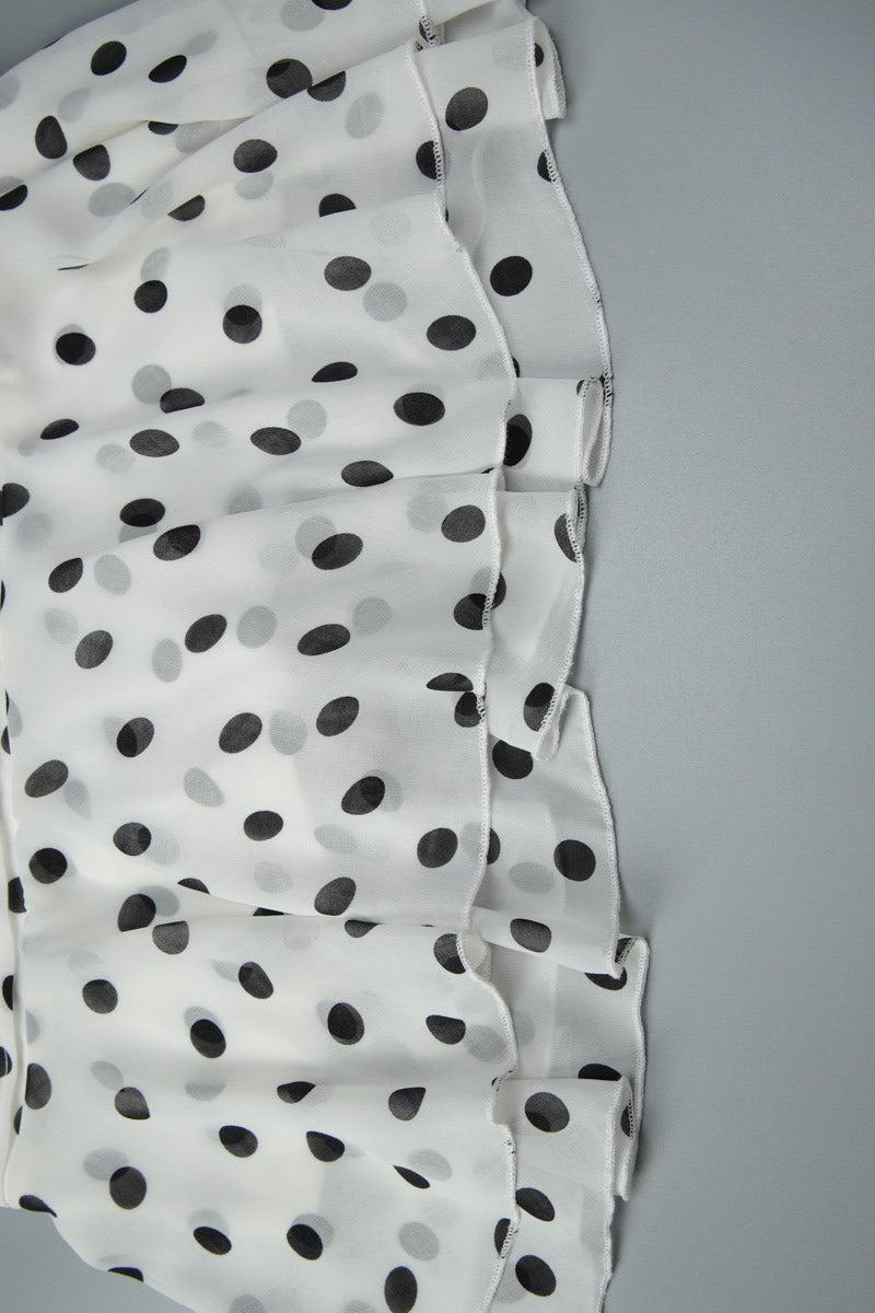 White Polka Dot Halter Backless A Line Mini Dress