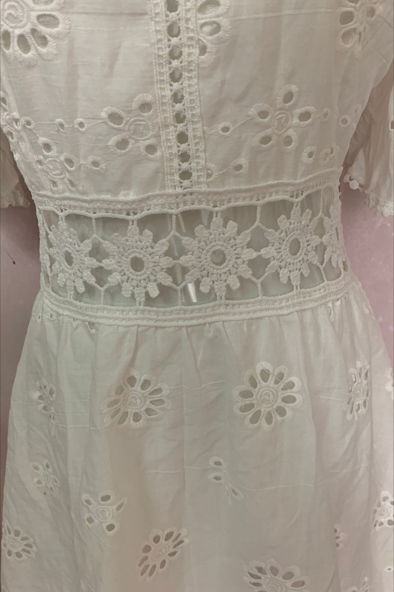 Cutout Round Neck Short Sleeve Boho Dress