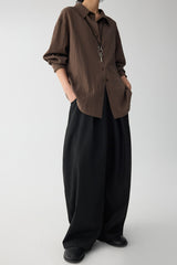 Draped V Neck Textured Blouse