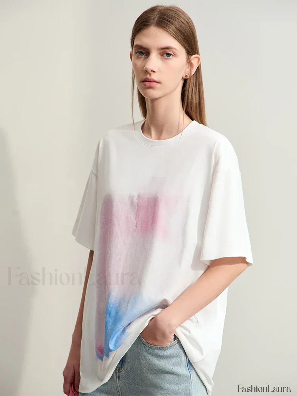 Abstract Print Loose Fit T Shirt