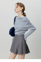 Elegant Slit Neck Tied Waist Knit Top