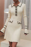 Contrast Ruffle Collar Sweater Dress S / White