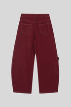 Contrast Stitch Wide Leg Cargo Pants