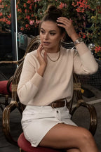 Relaxed Fit Herringbone Knit Sweater