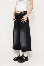 Cropped Wide Leg Vintage Distressed Jeans
