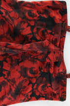 Rose Print Mesh Train Party Dress