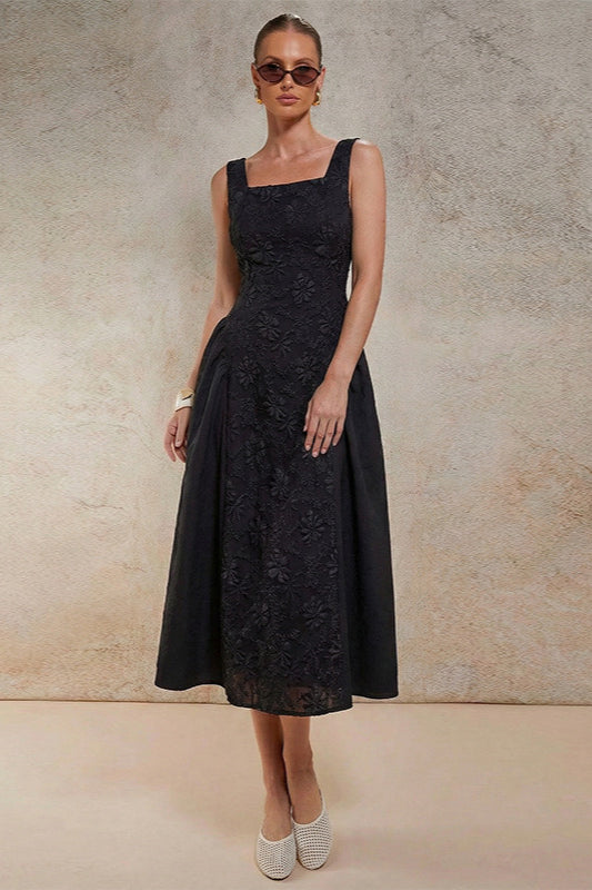 Embroidered Sleeveless Midi Dress Secondary image