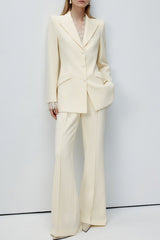 Beige Lace Waist Blazer