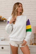Color Block Sleeve Crew Neck Sweatshirt
