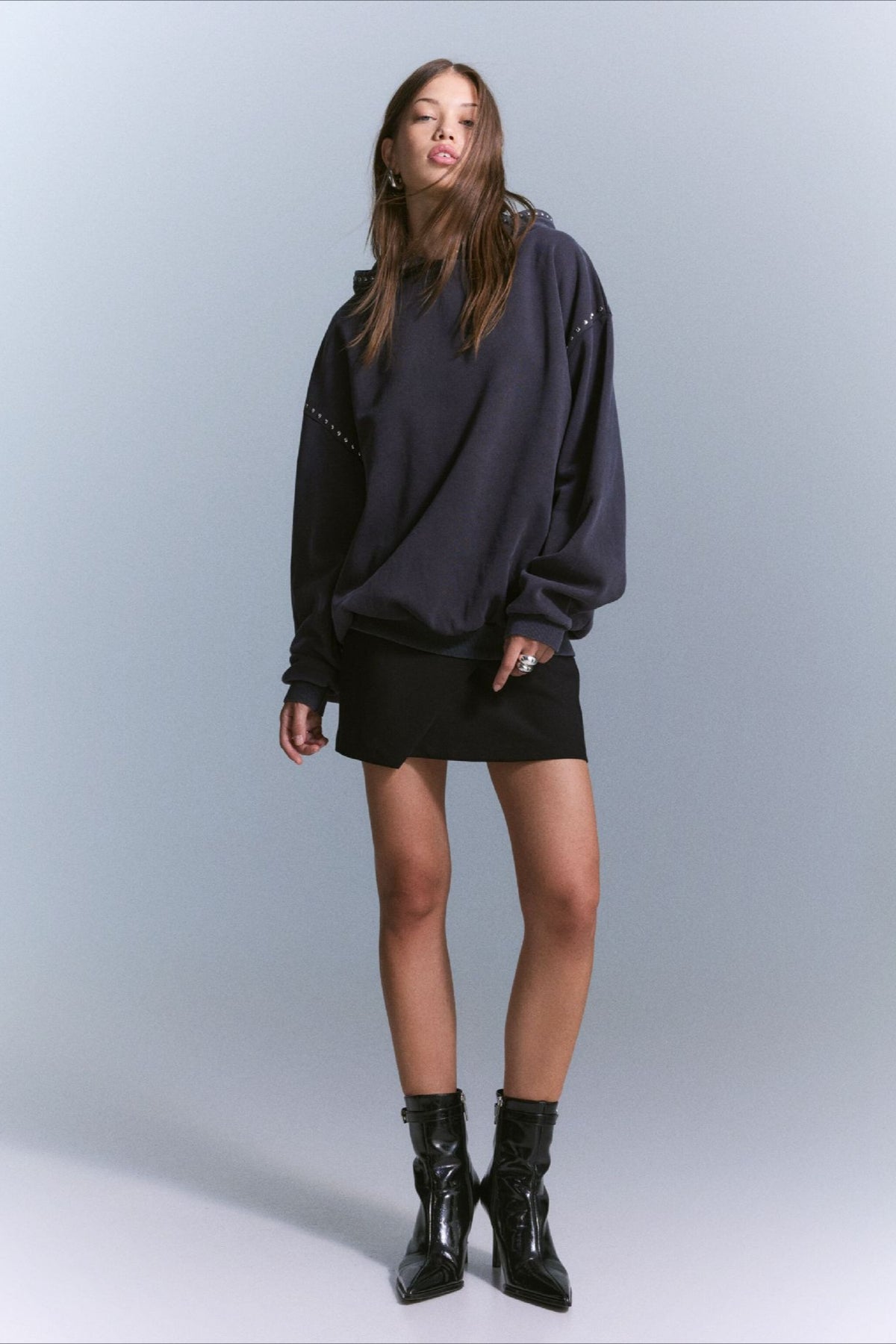 Studded Oversized Pullover Hoodie
