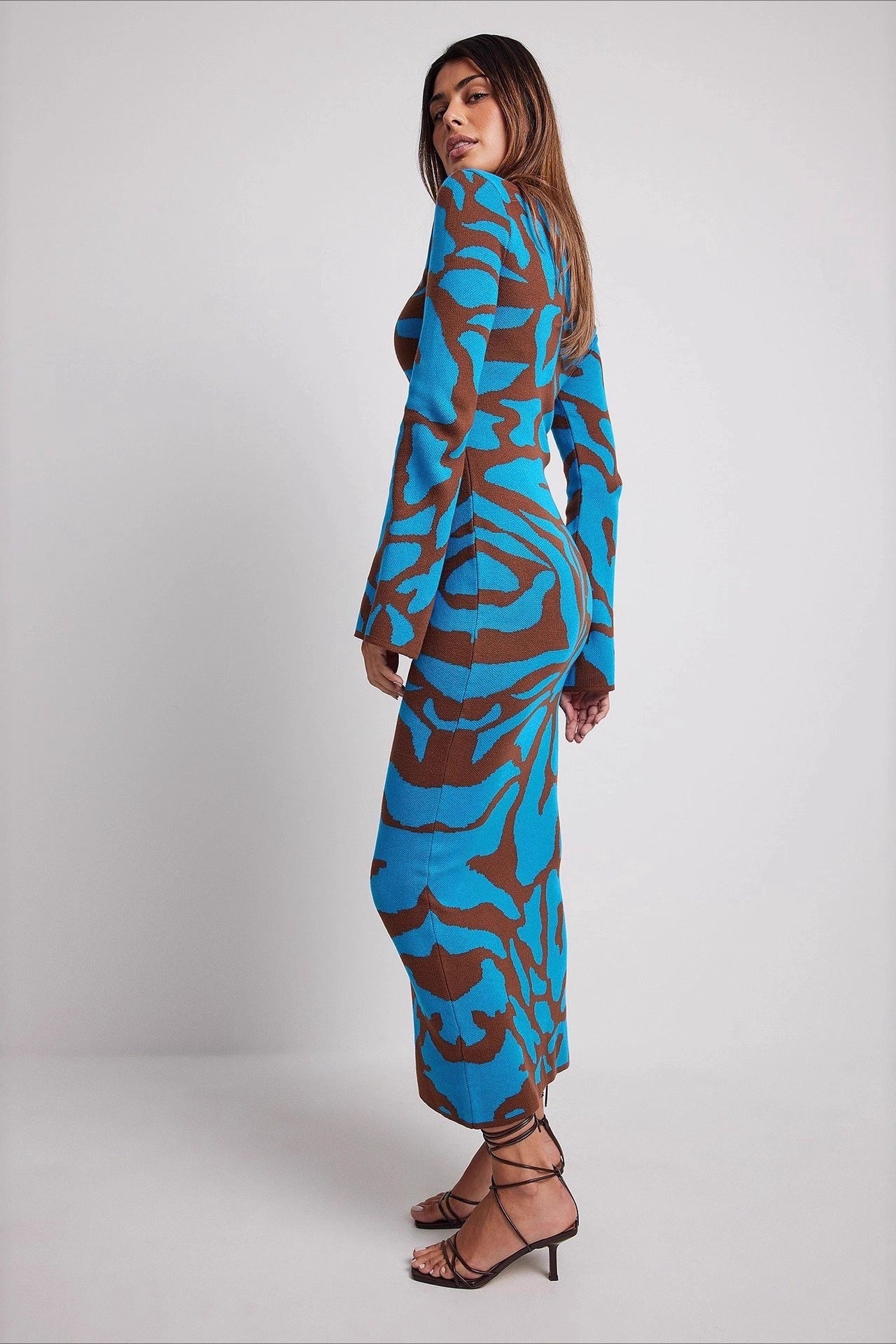 Knit Leopard Print Long Sleeve Sweater Dress Secondary image