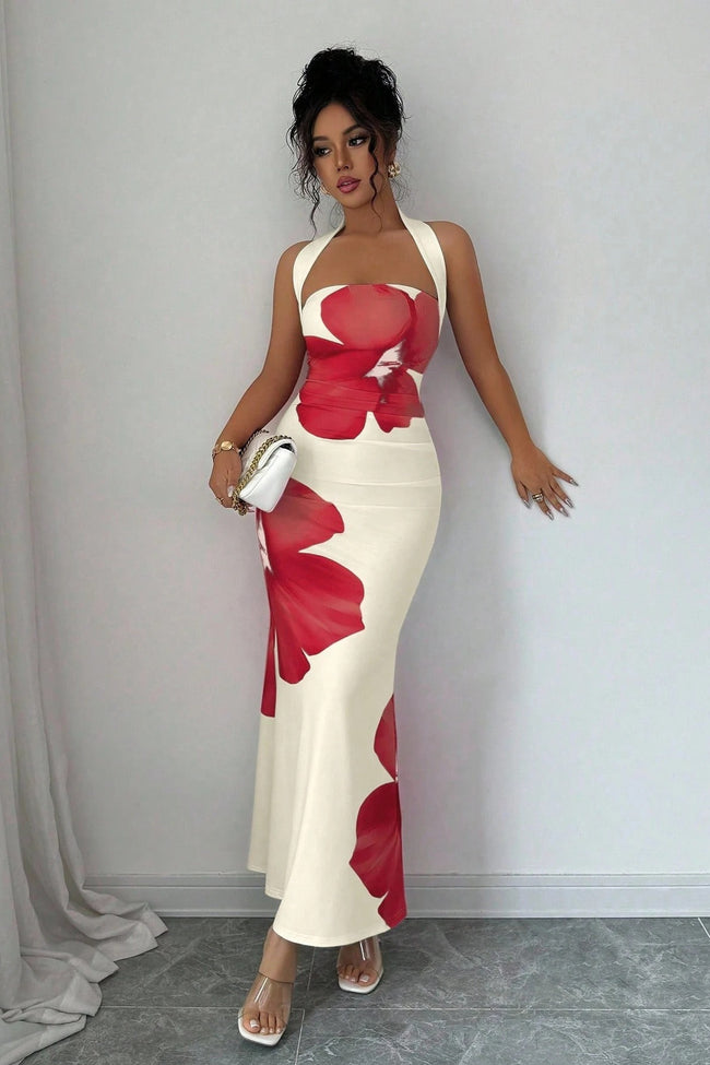 Printed Halter Bodycon Vacation Dress Main image