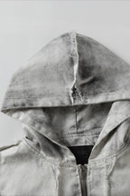 Washed Raw Seam Zip Up Jacket