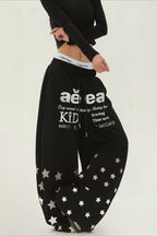 Star Typography Balloon Leg Sweatpants