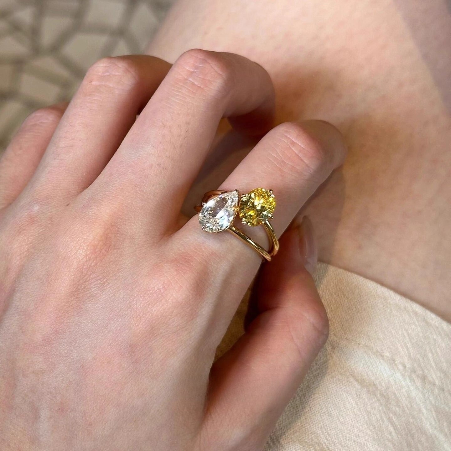 Colorfast Two Tone Diamond Index Ring Secondary image