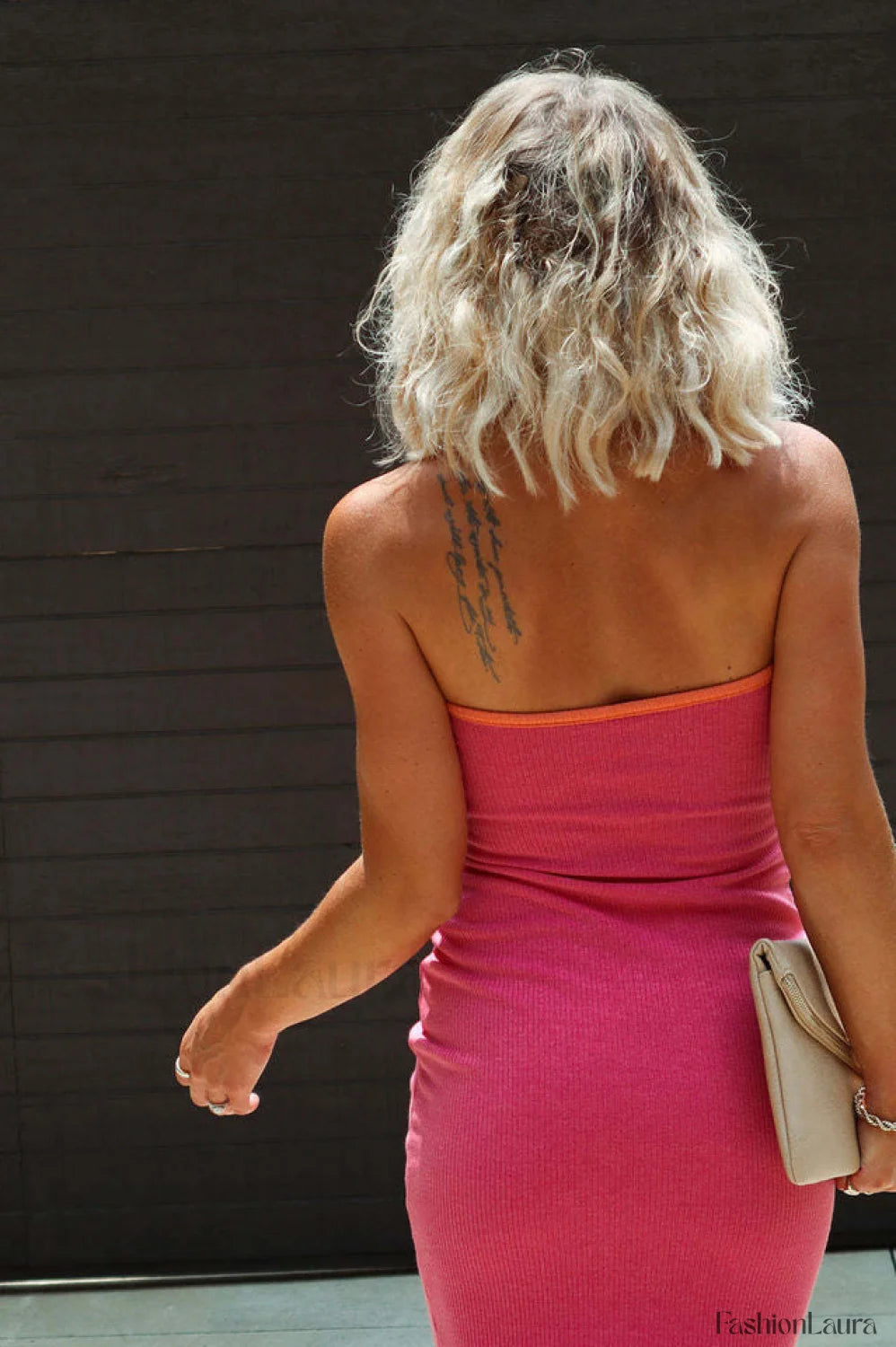 Adelaide Stripe Cutout Charming Rib Midi Tube Dress