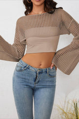 Mesh Cutout Knit Chic Cover Up Crop Top
