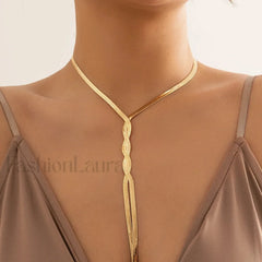Adjustable Flat Temperament Weave Link Chest New Necklace