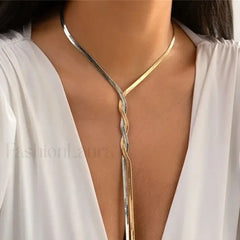 Adjustable Flat Temperament Weave Link Chest New Necklace
