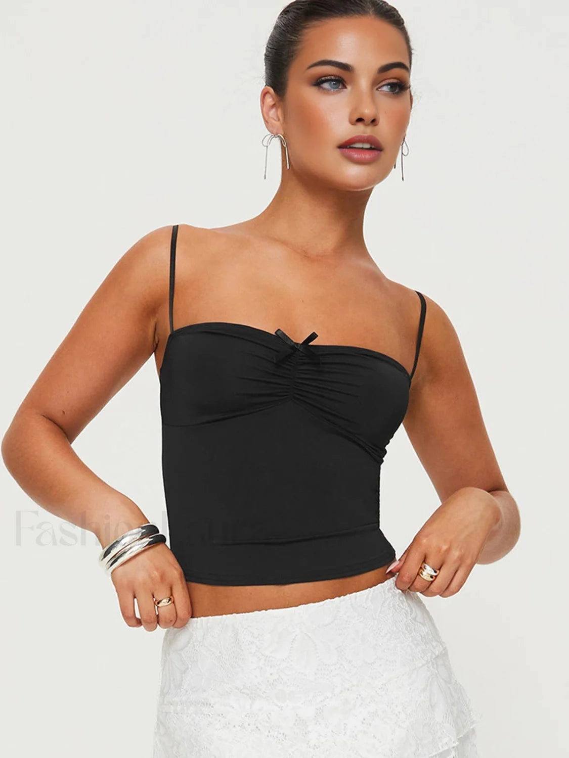 Adjustable Strap Tiny Bow Decor Cami Top Tank Tops & Camis