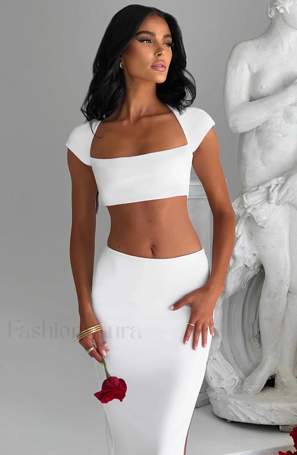 Adorn Maxi Graceful Skirt Ivory Skirt