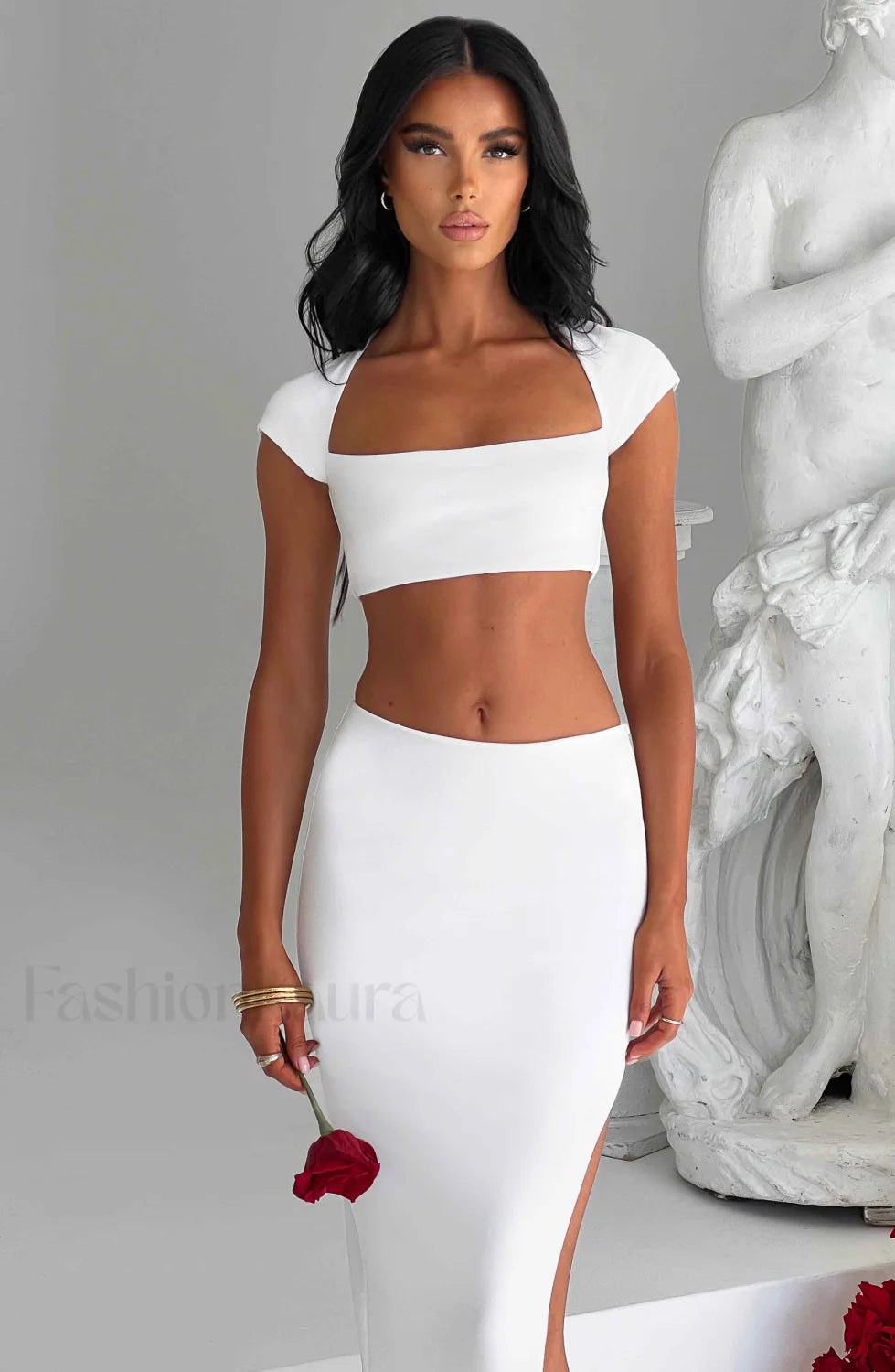 Adorn Maxi Graceful Skirt Ivory Skirt
