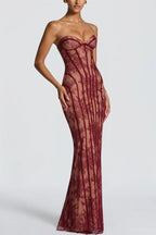 Strapless Lace Corset Column Formal Dress