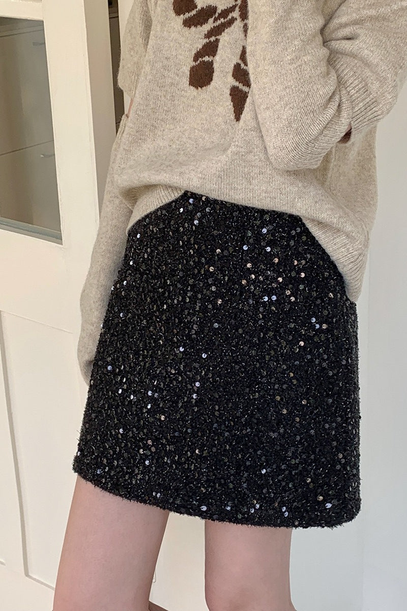 Sparkly Sequin High Waist Mini Skirt Secondary image