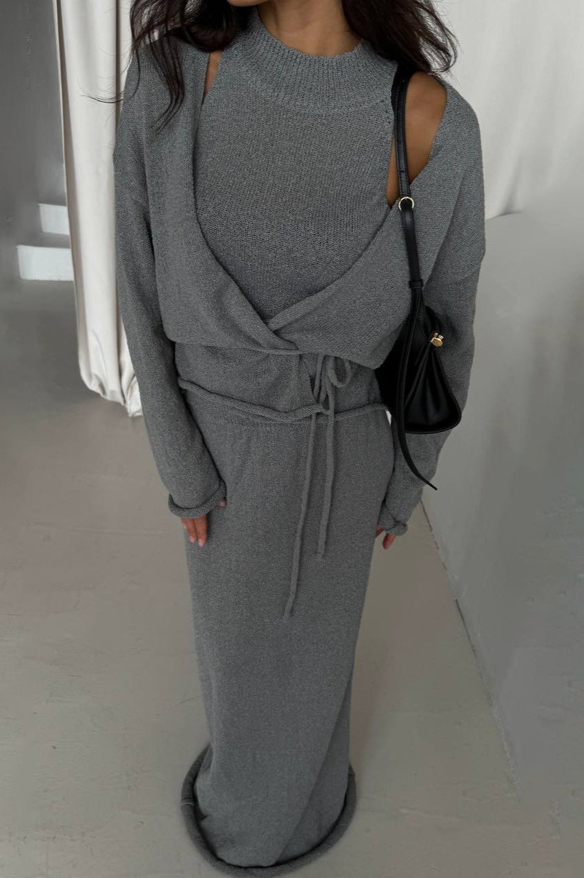 Tie Front Knit Set Sweater Dress